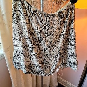 Reformation Cream and Black Snake Patterned Skirt with Slit